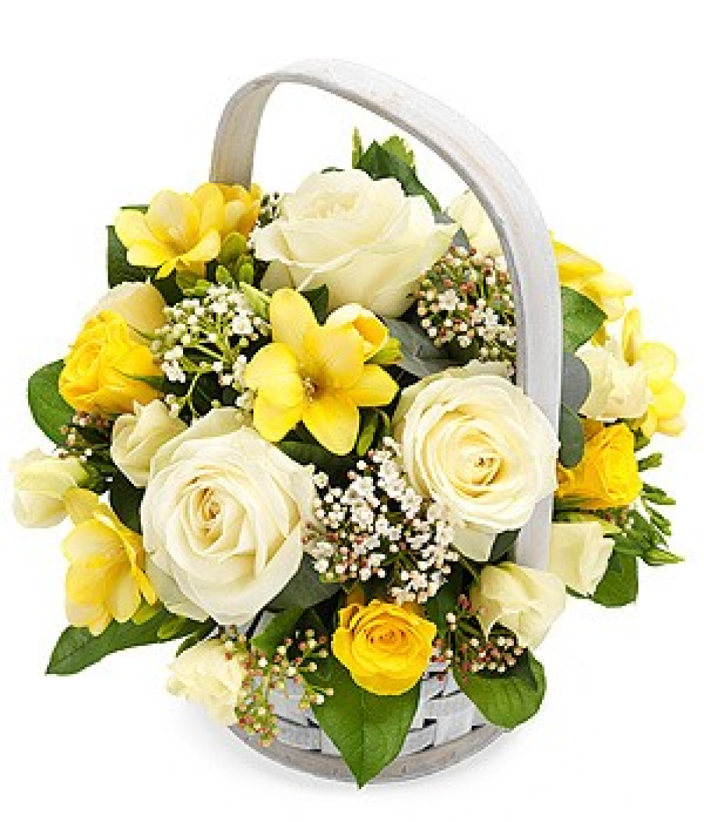Yellow and White Basket Product Image